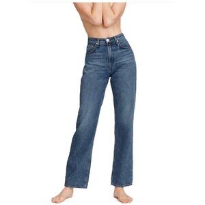 Rag & Bone Ruth Super High-Rise Straight-Leg Jeans in Derby Medium Blue Wash 27”
